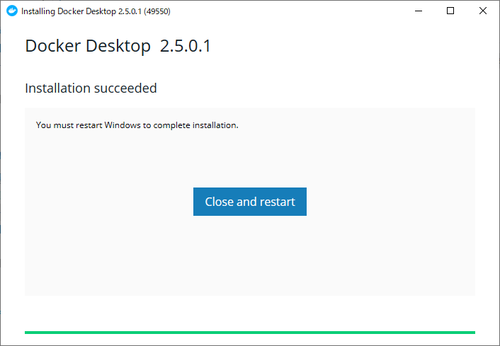 Docker Desktop for Windows インストール完了