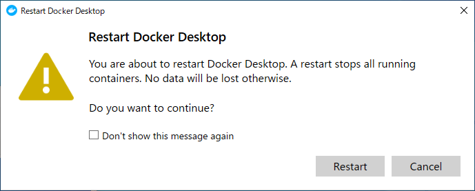 Restart Docker Desktop
