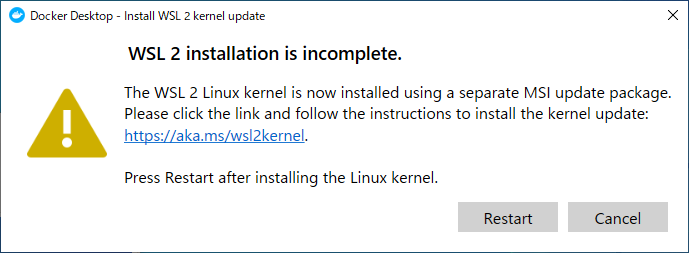 WSL 2 installation is incomplete