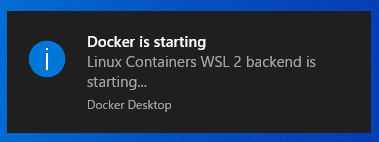 Docker is starting Linux Containers WSL 2 backend