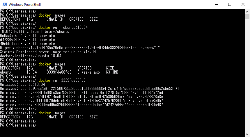 Docker で Ubuntu を pull