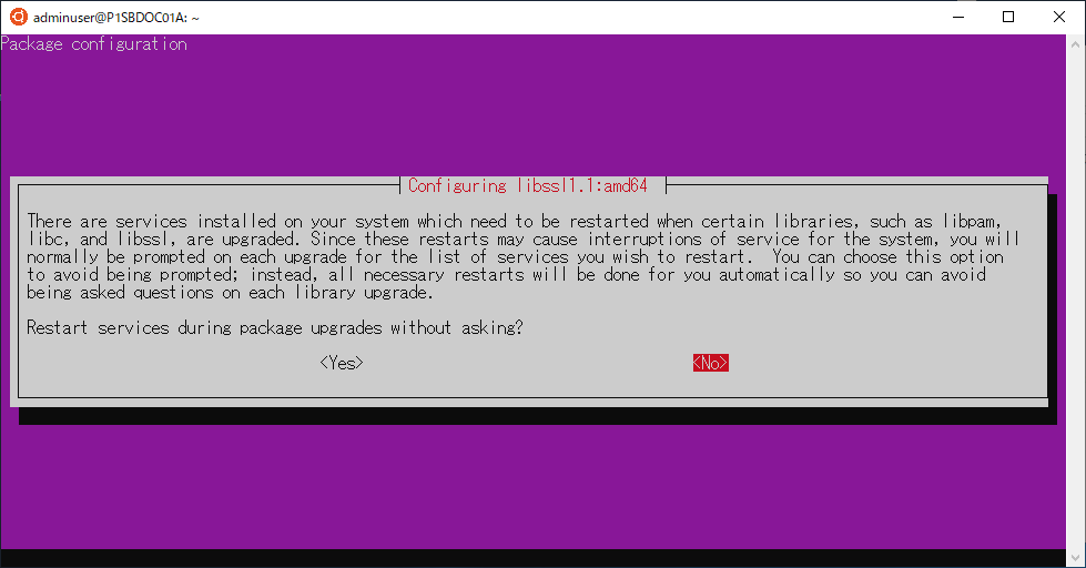 Ubuntu apt apgrade Serviceリスタート確認