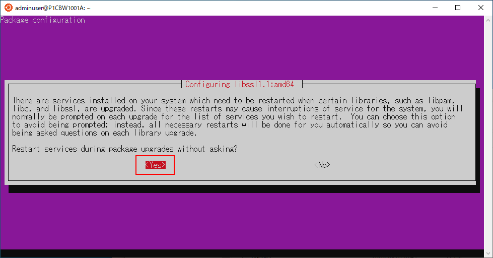 Ubuntu apt apgrade Serviceリスタート確認