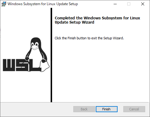 WSL2 Linux カーネル更新プログラム パッケージ インストール完了